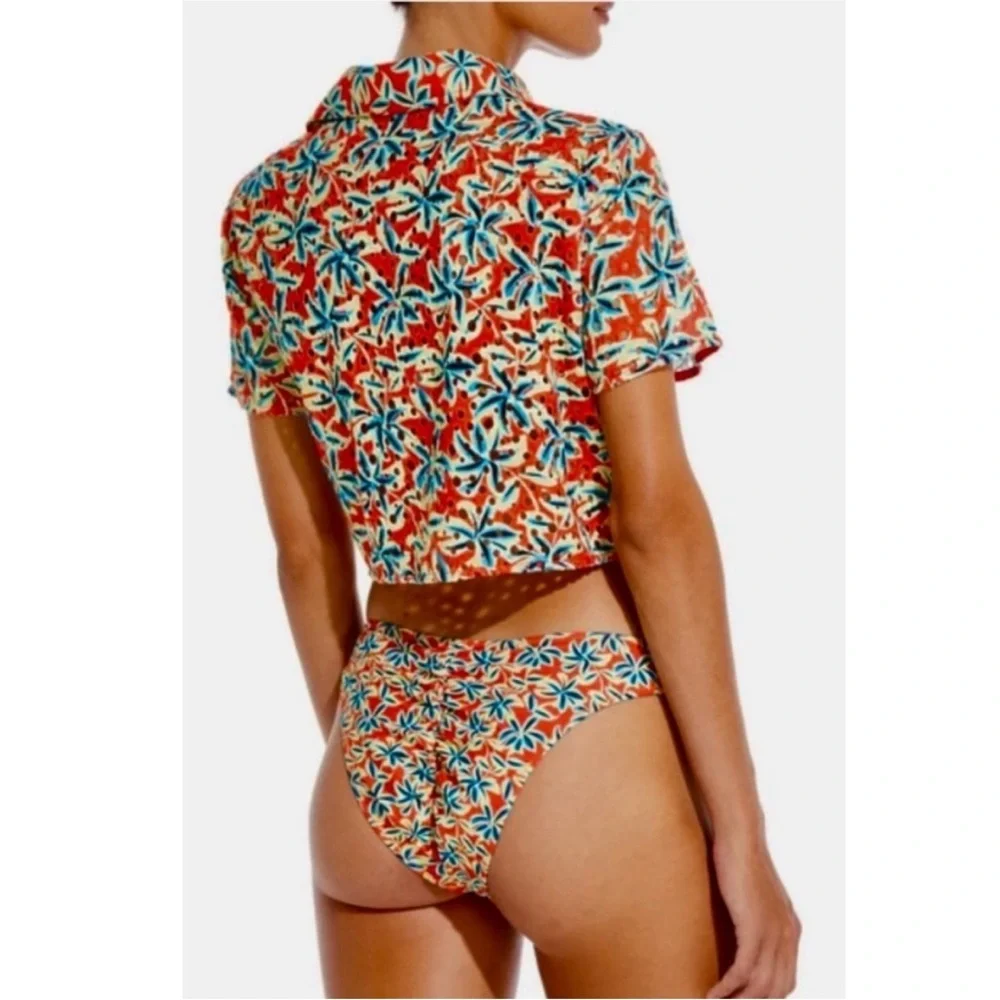 Solid & Striped The Cropped Cabana Eyelet Floral DAZE Print Coral Orange NWT MED - Picture 10 of 11